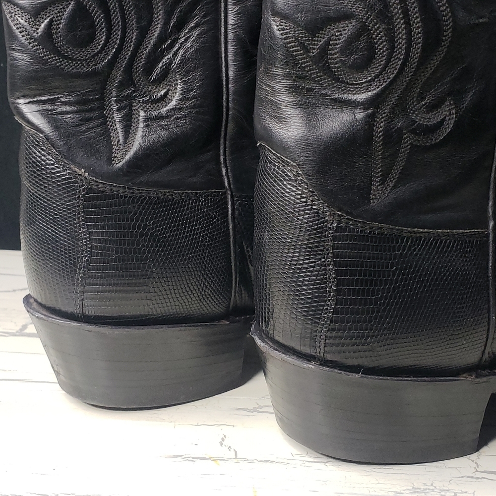 Justin 'Teju Lizard' Cowboy Boots Style J 90250 in Black - Men's 10.5 EE - Picture 10 of 16